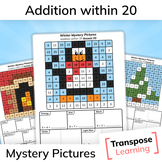 Addition within 20 | Winter Mystery Pictures | Math Color by Code