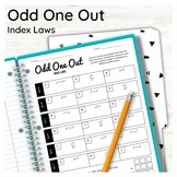 Laws of Exponents 'Odd One Out' Worksheet - Product, Quotient and Power Rules
