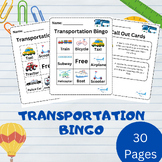 Transportation Bingo 20 Bingo Cards + 20 Call Out Cards with Definitions
