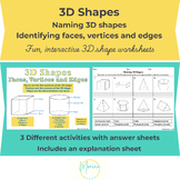 3D Shapes Worksheets - Recording names, faces, edges and vertices of 3D shapes