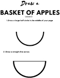 Art sub plans - guided drawing handout "how to draw a basket of apples"