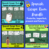Spanish Verb Tenses Practice Bundle: Escape room- presente, futuro y pasado