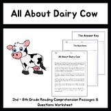 All About Dairy Cows: Reading Comprehension Passages & Questions Worksheets