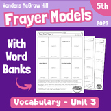 Wonders 2023 5th Grade Vocabulary - Frayer Models with Word Banks - Unit 3