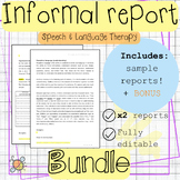 Informal speech and language assessment report templates BUNDLE | DEAP SLT | SLP