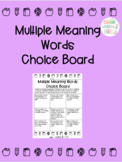 Multiple Meaning Words Choice Board