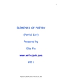 Elements of Poetry (Partial List)