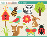 In the Backyard Clip Art - color and outlines