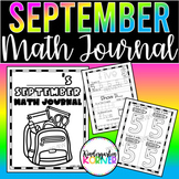 September Kindergarten Math Journals Beginning of the Year Journal Number Sense