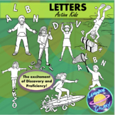 Action Kids LETTERS Clip Art