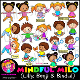 Mindful Milo (Lilly, Benji & Bindu) - B/W & Color clipart illustration