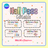 Editable Colorful Hall Passes - Bathroom Pass, Hall Pass, Library Pass, & More