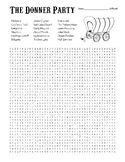 The Donner Party - Difficult Wordsearch with KEY & Quote on Zentangle to Color