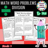 Math Word Problems in Division to 140 Worksheet Grade3