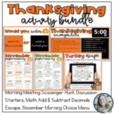 Thanksgiving Activity Bundle - Morning Choice Menu, Escapes and more!