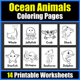 Cute Ocean Animals Coloring Pages. Printable Fun Coloring Sheets