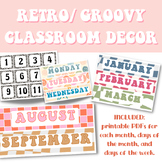 Retro/ Groovy Classroom Date Labels- Whiteboard date decor