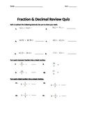 Fraction & Decimal Review Quiz