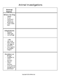 Animal Investigations Note taking Template