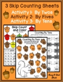3 Skip Counting Acorn Theme Worksheets/Centers Counting by 2s, 5s and 10s
