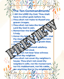 The Ten Commandments Poster- 5 Options! Floral & Eucalyptus-TX SB 1515 Compliant