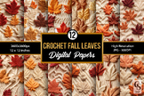 Crochet Fall Maples Leaves Digital Papers