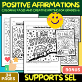 Positive Affirmations Coloring Pages for Grades 1-6 | Supports SEL