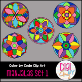Color by Code Number Mandalas Clip Art Set 1
