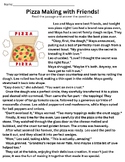 "Pizza Making with Friends" Reading Comprehension Practice with coloring page