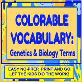 COLORABLE SCIENCE VOCABULARY - GENETICS AND BIOLOGY