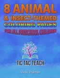 8 Coloring Pages- Animal and Insect-Themed