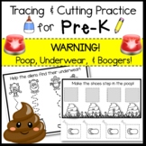 Tracing & Cutting/Gluing Practice for Pre-K (Poop, Underwear, Boogers!)