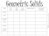 Geometric Solids Graphic Organizer