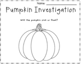 Pumpkin Sink or Float Investigation