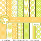 Lemon Lime Digital Scrapbook Papers and Backgrounds, Fruit Digital Papers
