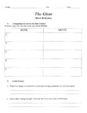 THE GIVER: Movie Questions and Novel Quiz