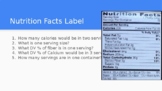 FACS Nutrition Label Exit Slip/Assessment (Nutrition, Culinary, Health)