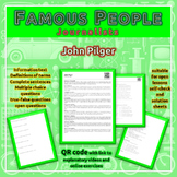 Famous People JOURNALISTS - John Pilger (Infotext, Exercises, QR-Code)