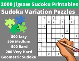 2000 Easy, Medium and Hard Jigsaw Sudoku Puzzles Printable PDF