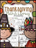 Thanksgiving Math & Literacy No Prep Printables for K-1