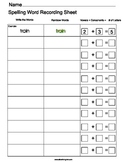 Spelling Word Recording Sheet with Rainbow Words and Addition Sentences