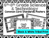 6th-8th Grade Science & Technology Common Core Posters- Black & White Print