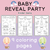 New Baby Reveal Party Coloring Pages for Preschool and Kindergarten