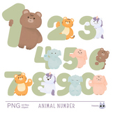 number cute cartoon animal clipart counting 0-9 ,bulletin board