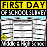 First Day of School Student Survey - Back to School Activity