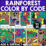 Rainforest Color by Code Addition and Subtraction to 20 Coloring Pages