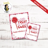 Editable Valentine's Day Card | Sucker Lollipop Valentine's Day Treats