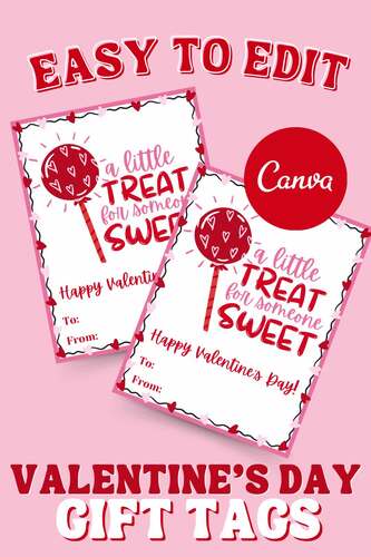 Editable Valentine's Day Card | Sucker Lollipop Valentine's Day Treats