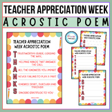 Teacher Appreciation Week Acrostic Poem, End of the year reading Activities