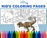 Dinosaur Coloring Sheets Kids Digital Realistic, JPG, Printable, Fun Crafts